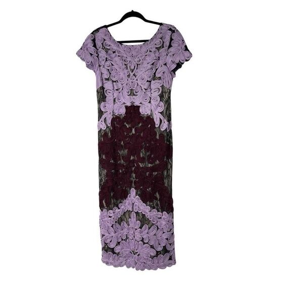 JS Collections Orchid Chianti Soutache Two Tone Embroidered Lace Dress 10 Women - Picture 2 of 11